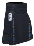 Men's Blue Ramsay Tartan Hybrid Kilt with Cargo Pockets, Utility Kilt