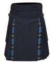 Men's Blue Ramsay Tartan Hybrid Kilt with Cargo Pockets, Utility Kilt