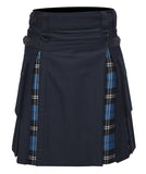 Men's Blue Ramsay Tartan Hybrid Kilt with Cargo Pockets, Utility Kilt