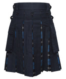 Men's Blue Ramsay Tartan Hybrid Kilt with Cargo Pockets, Utility Kilt
