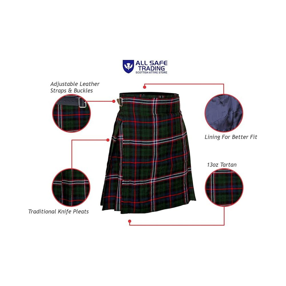 Authentic Scottish Men's Tartan Kilts - Highland Light Weight Value Kilt Embrace Your Heritage with Comfort Scottish National Tartan Kilt