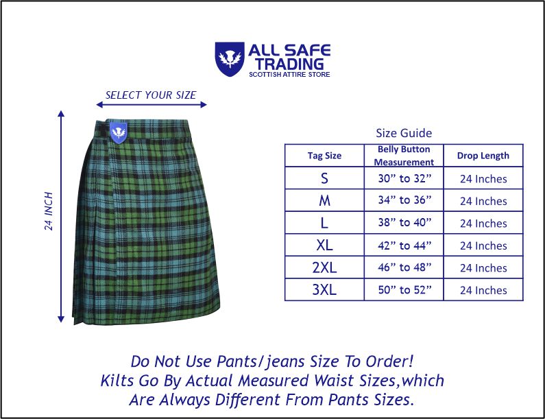 Mens Kilt for Sports, Our Golf Kilt Perfect for Traditional Scottish Clothing, Campbell Ancient Tartan Kilt