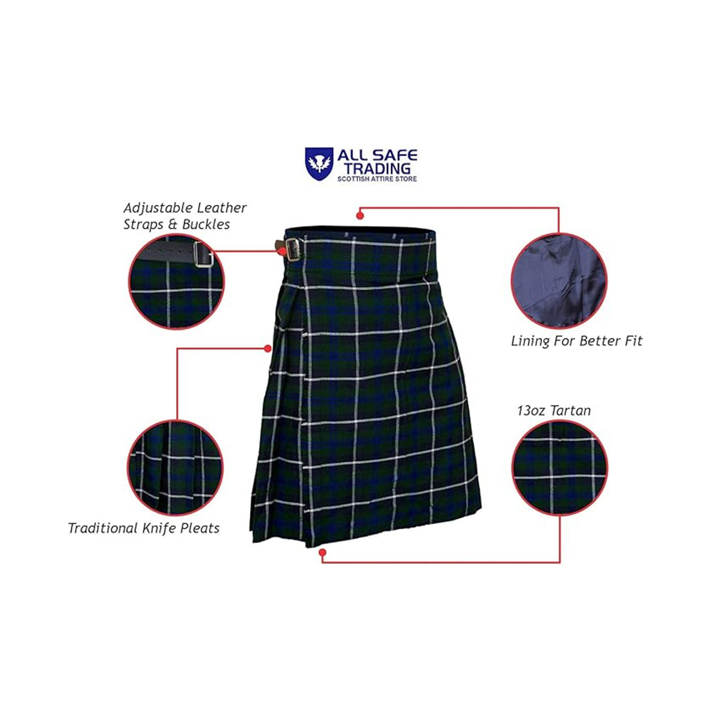 Authentic Scottish Men's Tartan Kilts - Highland Light Weight Value Kilt Embrace Your Heritage with Comfort Douglas Tartan Kilt