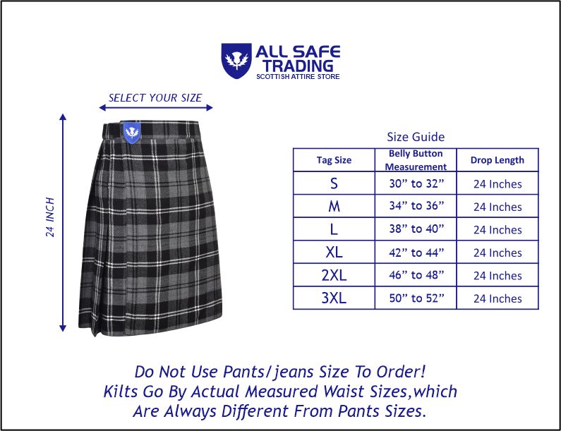 Mens Kilt for Sports, Our Golf Kilt Perfect for Traditional Scottish Clothing, Granite Tartan Kilt