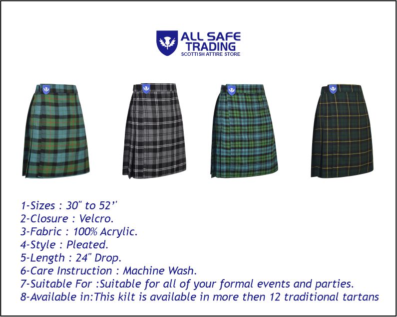 Mens Kilt for Sports, Our Golf Kilt Perfect for Traditional Scottish Clothing, Gunn Ancient Tartan Kilt