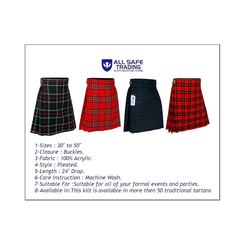 Authentic Scottish Men's Tartan Kilts - Highland Light Weight Value Kilt Embrace Your Heritage with Comfort Mackenzie Tartan Kilt