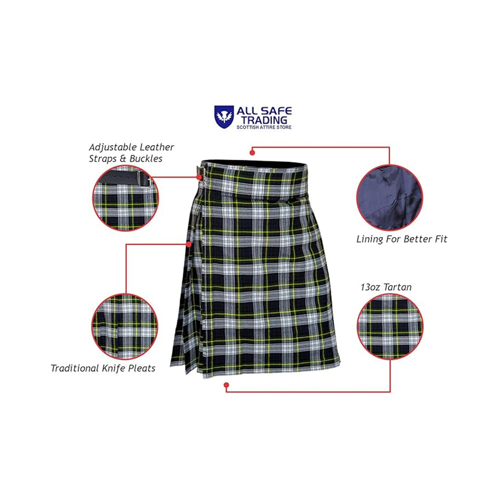 Authentic Scottish Men's Tartan Kilts - Highland Light Weight Value Kilt Embrace Your Heritage with Comfort Dress Gordon Tartan Kilt