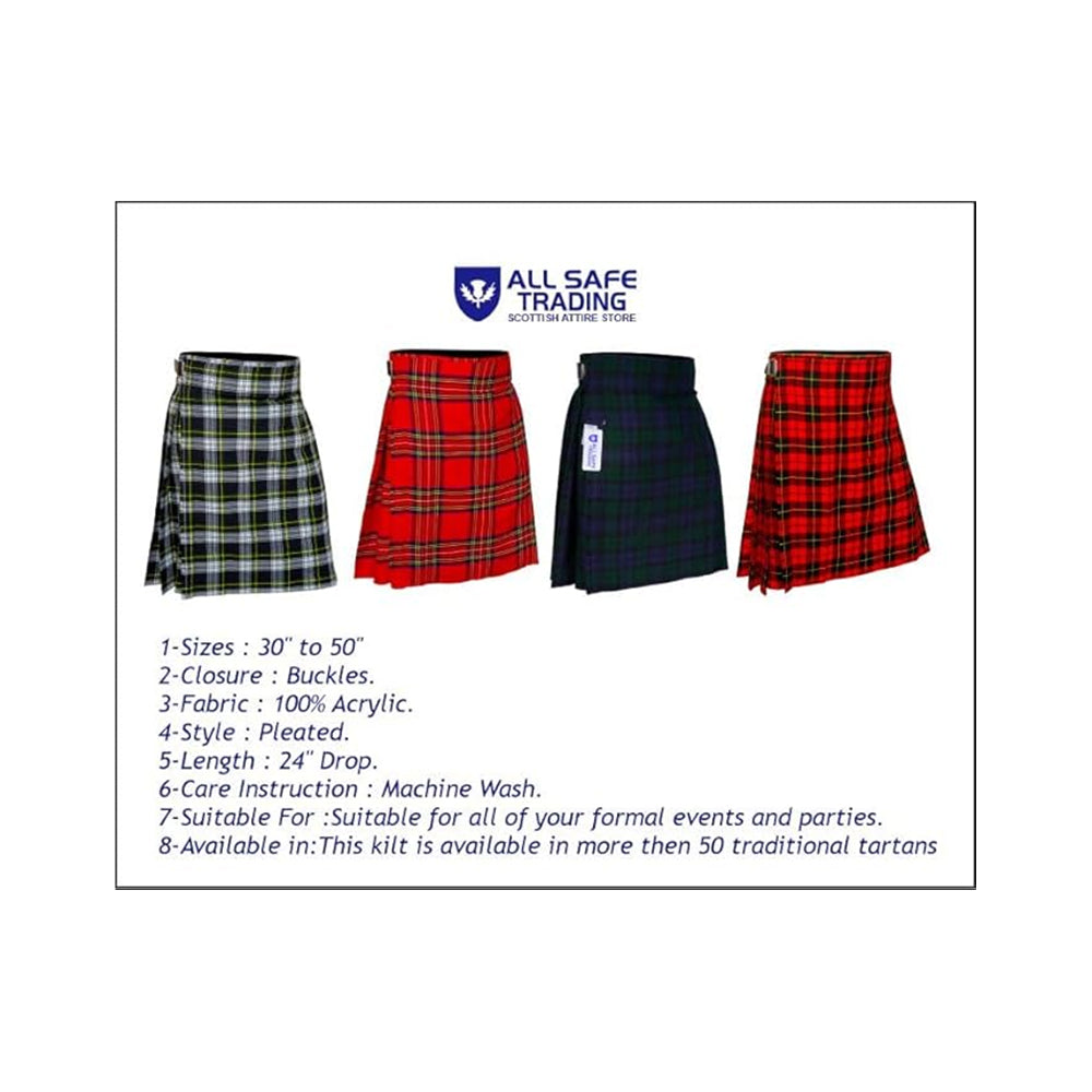 Authentic Scottish Men's Tartan Kilts - Highland Light Weight Value Kilt Embrace Your Heritage with Comfort Dress Gordon Tartan Kilt