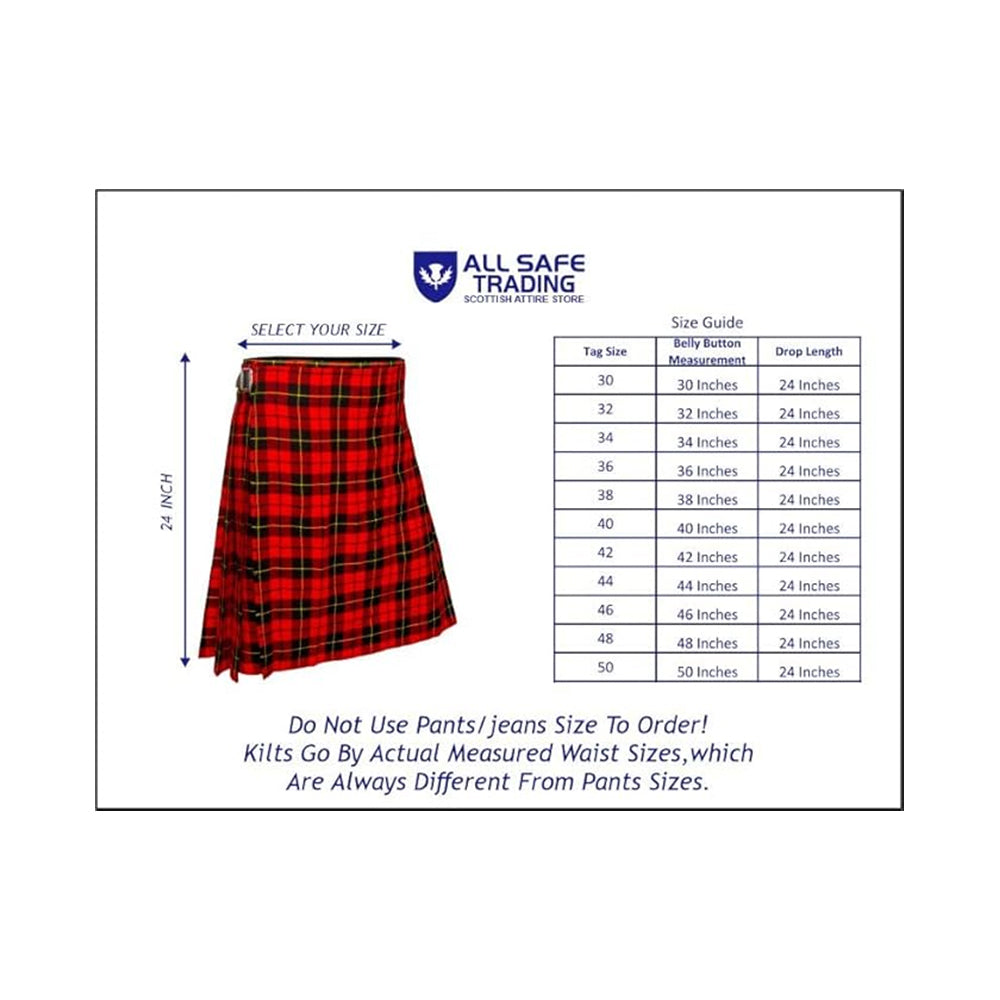 Authentic Scottish Men's Tartan Kilts - Highland Light Weight Value Kilt Embrace Your Heritage with Comfort Wallace Tartan Kilt