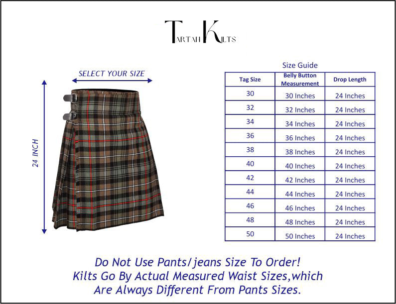 Men's 5 Yard Scottish Tartan Kilt, Highland Wedding Kilt, Mackenzie Weathered Tartan Kilt