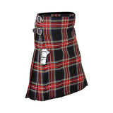 Authentic Scottish Men's Tartan Kilts - Highland Light Weight Value Kilt Embrace Your Heritage with Comfort Black Stewart Tartan Kilt