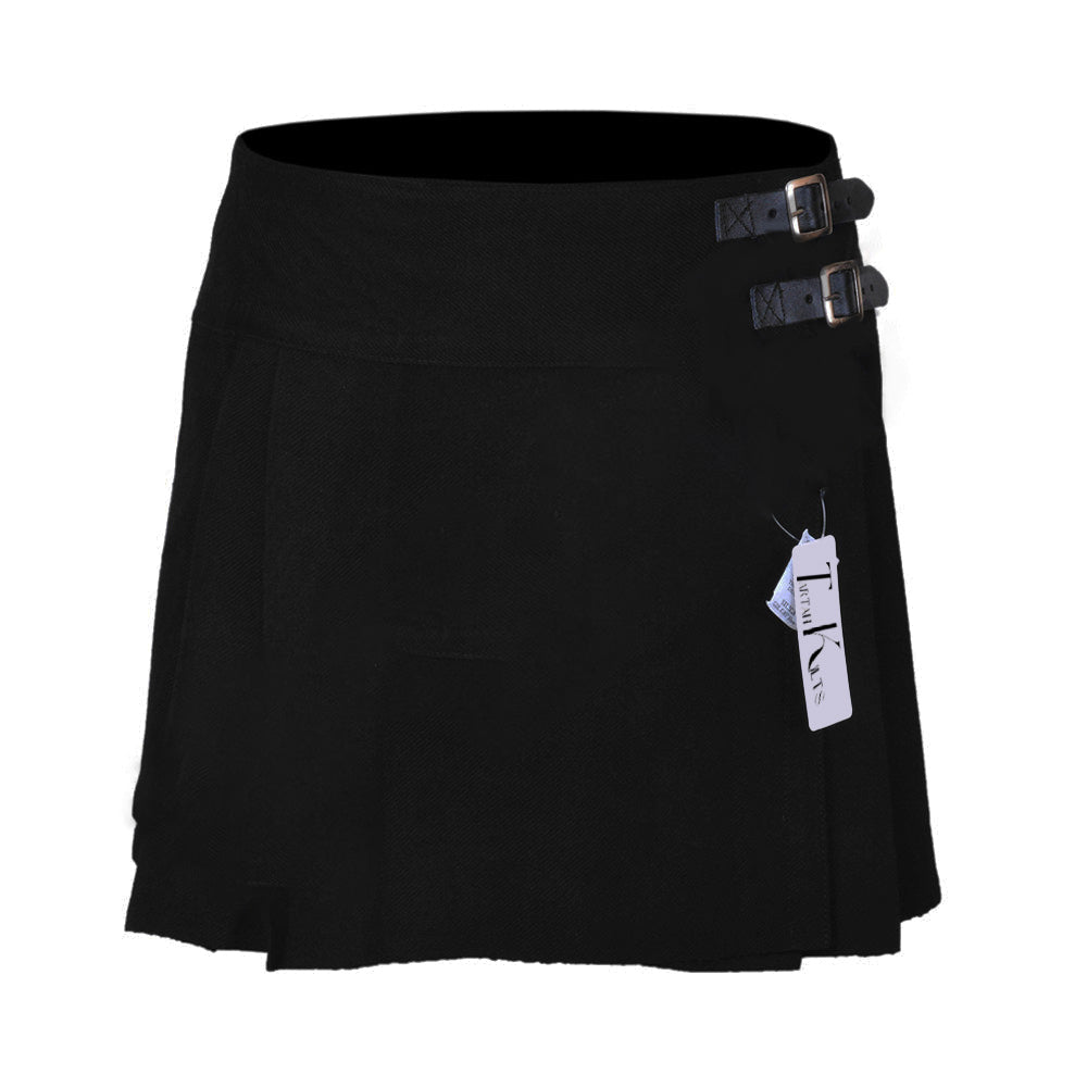 Women's 16'' Black Tartan Pleated Billie Kilt Skirt