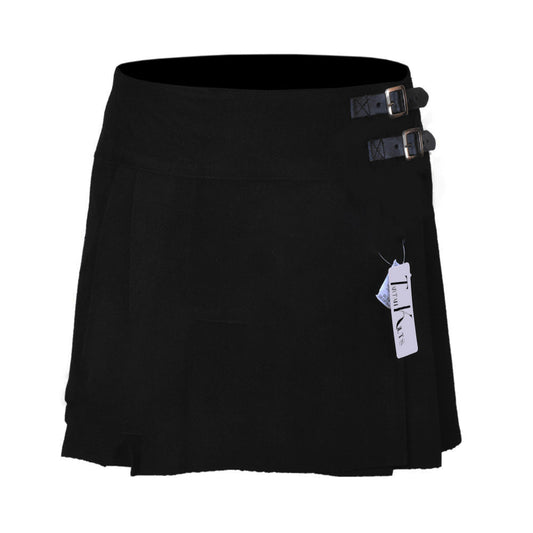 Women's 16'' Black Tartan Pleated Billie Kilt Skirt