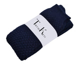 Scottish Bubbles Kilt Hose for Men, Ribbed Socks for USA Shoe Sizes - Navy Blue