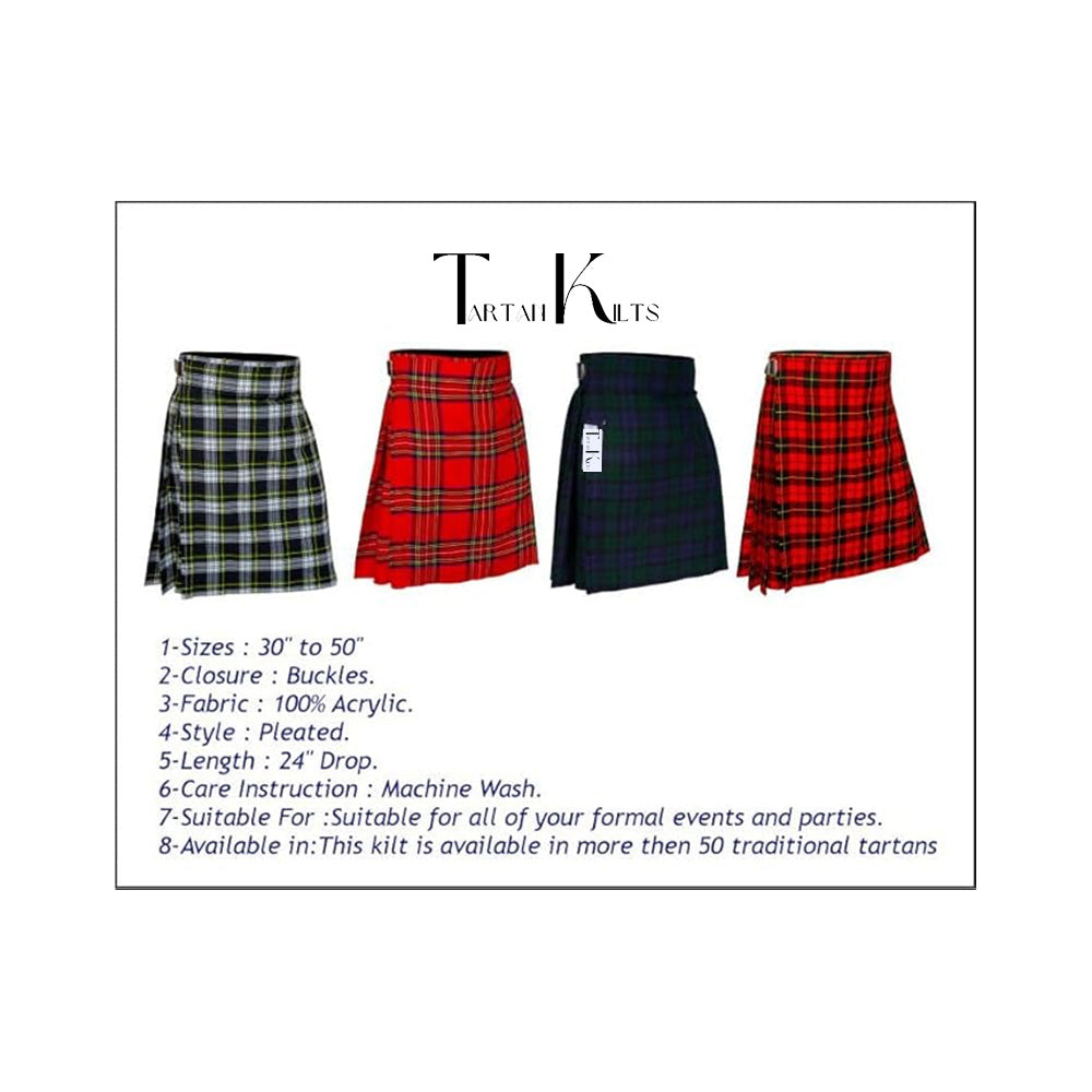 Authentic Scottish Men's Tartan Kilts - Highland Light Weight Value Kilt Embrace Your Heritage with Comfort Dress Gordon Tartan Kilt