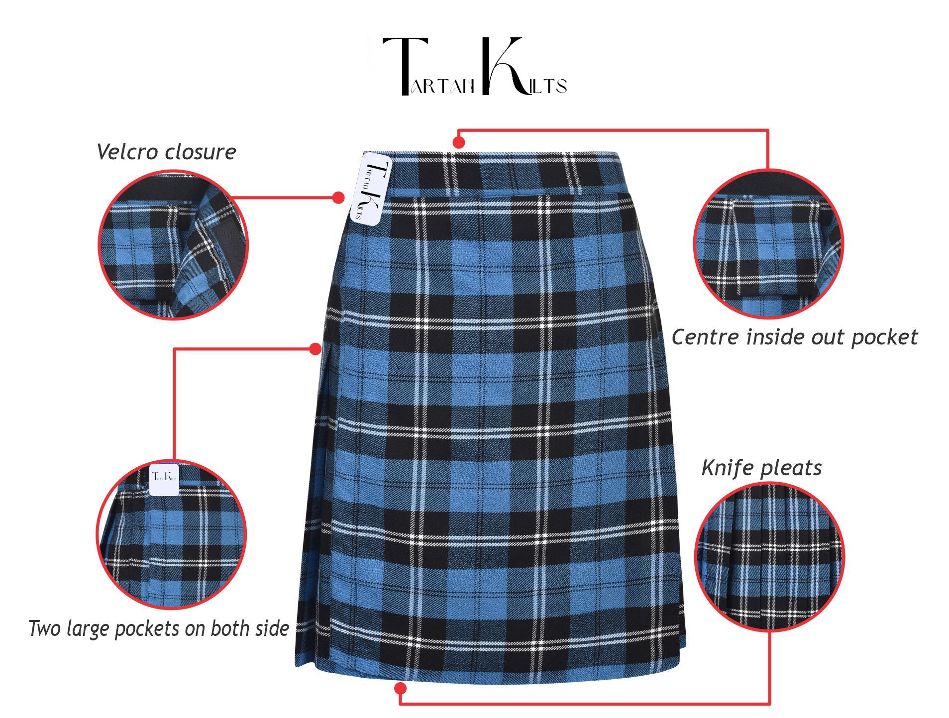 Mens Kilt for Sports, Our Golf Kilt Perfect for Traditional Scottish Clothing, Blue Ramsay Tartan Kilt