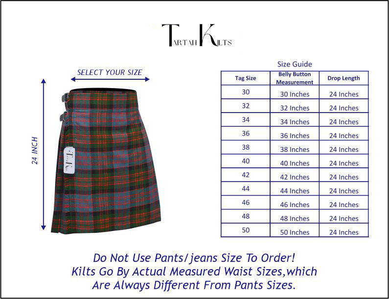 Macdonald Ancient Tartan Kilt sizes