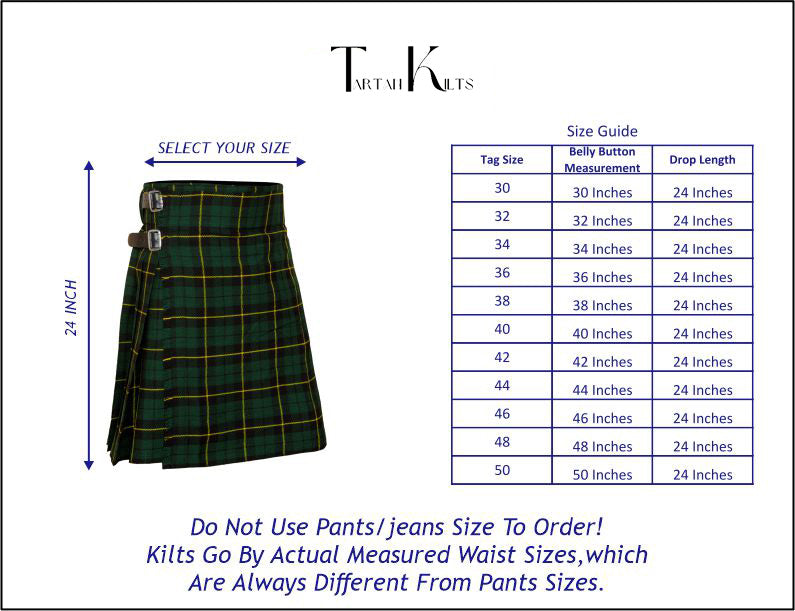 Men's 5 Yard Scottish Tartan Kilt, Highland Wedding Kilt, Wallace Hunting Tartan Kilt