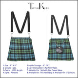 Traditional Scottish Women Tartan Bag Pleated Crossbody Purse - Adjustable Straps, Zip Closure Campbell Ancient Tartan