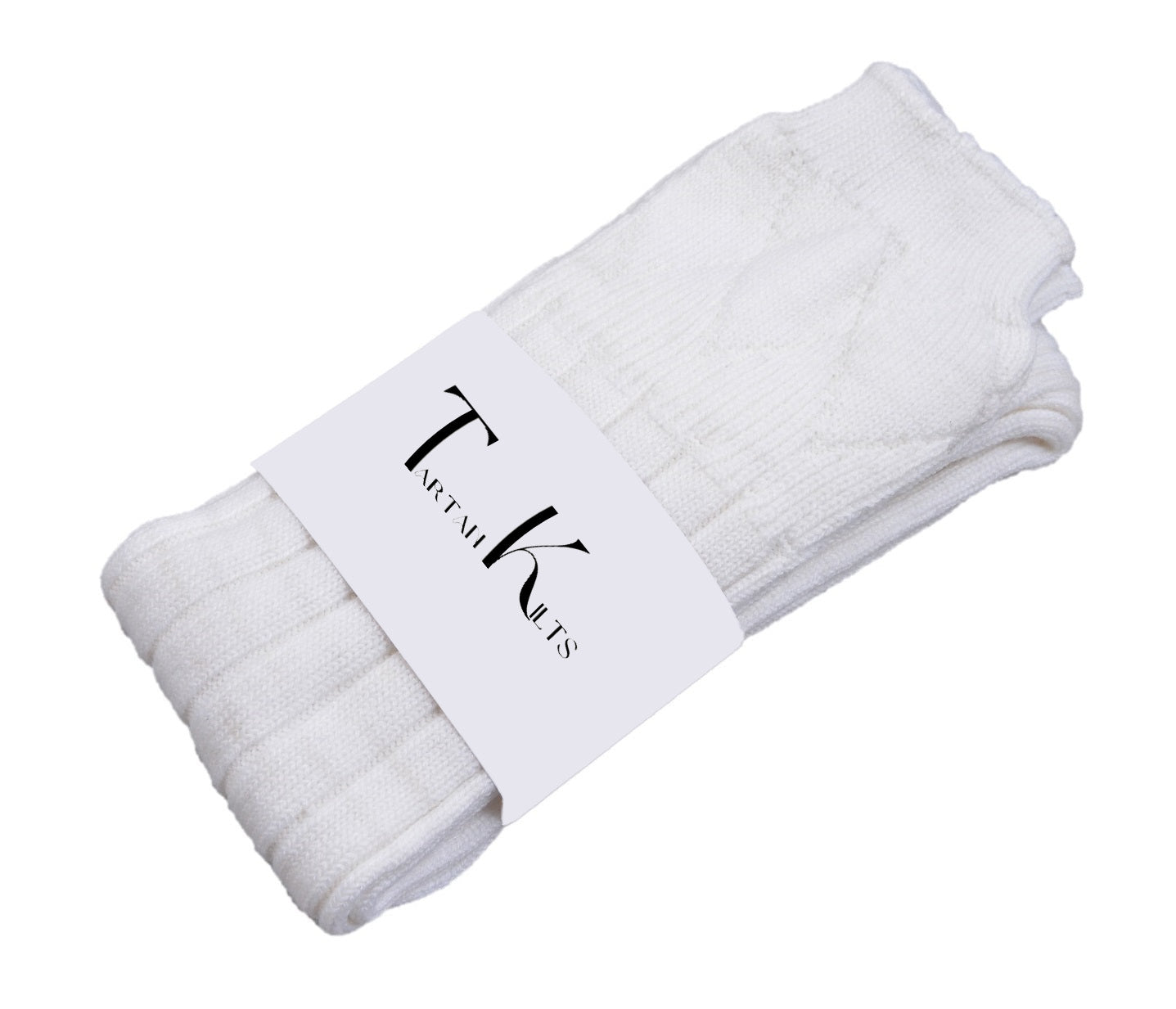 Scottish Square Kilt Hose for Men, Ribbed Socks for USA Shoe Sizes - White