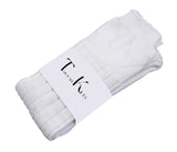 Scottish Square Kilt Hose for Men, Ribbed Socks for USA Shoe Sizes - White