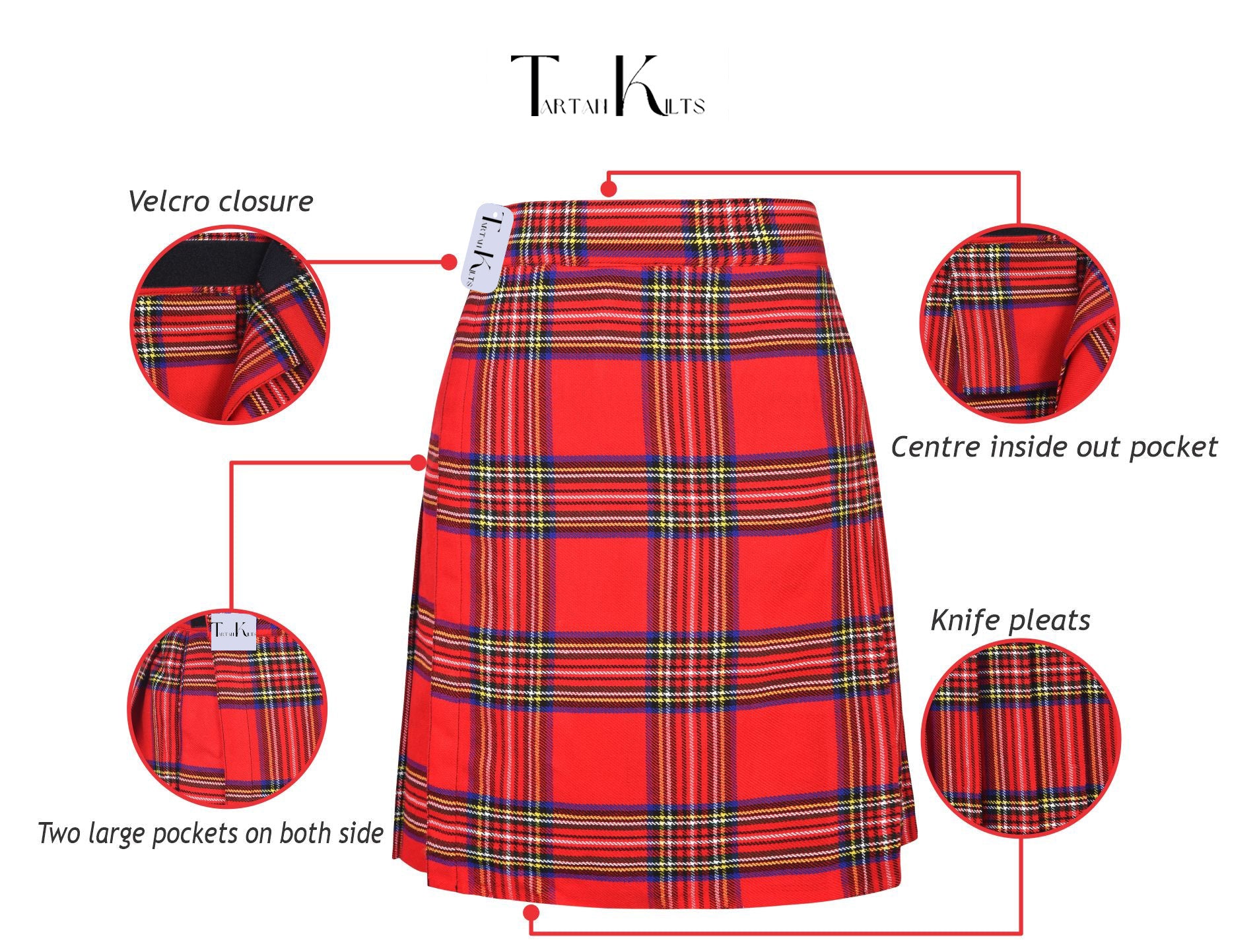 Mens Kilt for Sports, Our Golf Kilt Perfect for Traditional Scottish Clothing, Royal Stewart Tartan Kilt