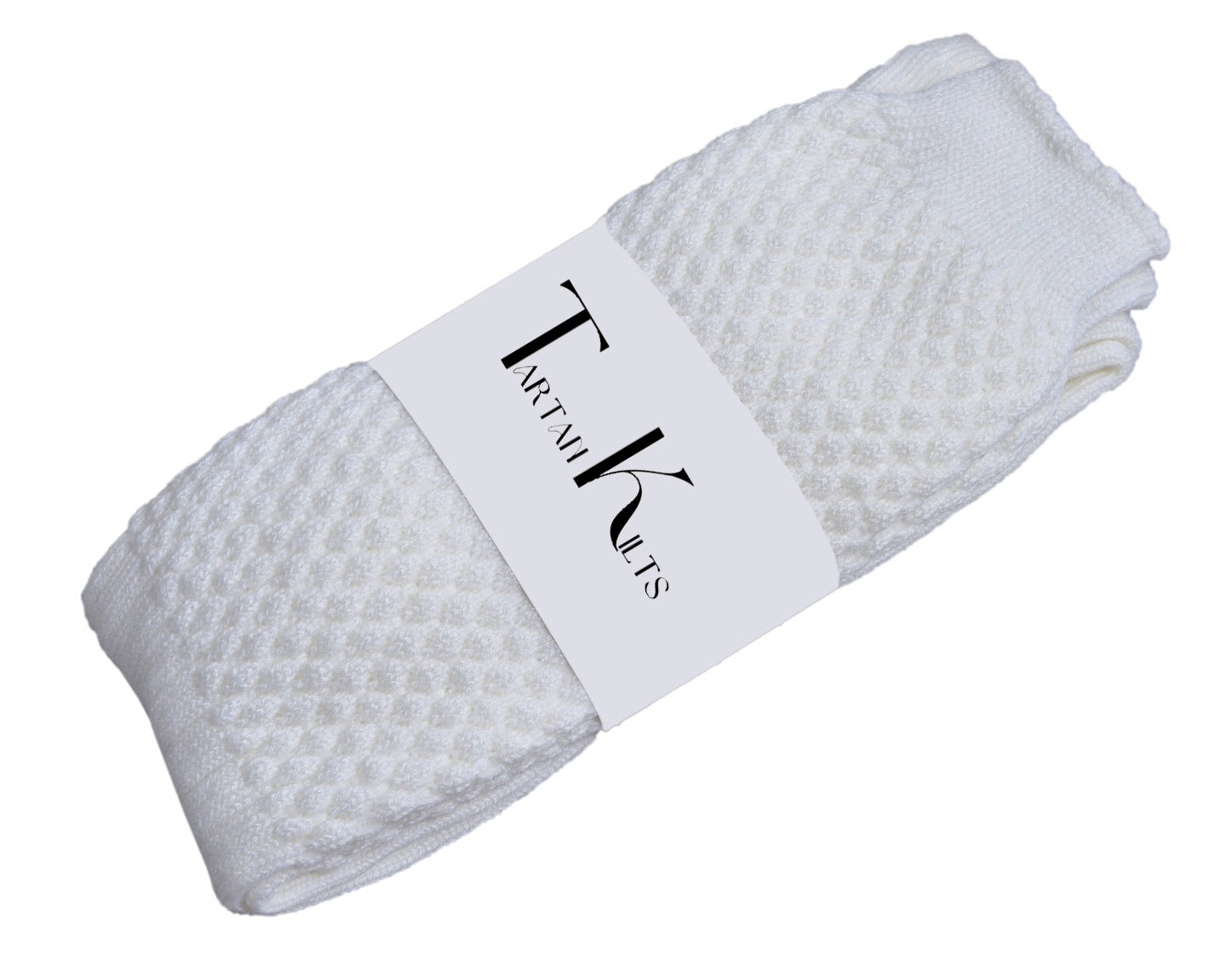 Scottish Bubbles Kilt Hose for Men, Ribbed Socks for USA Shoe Sizes - White