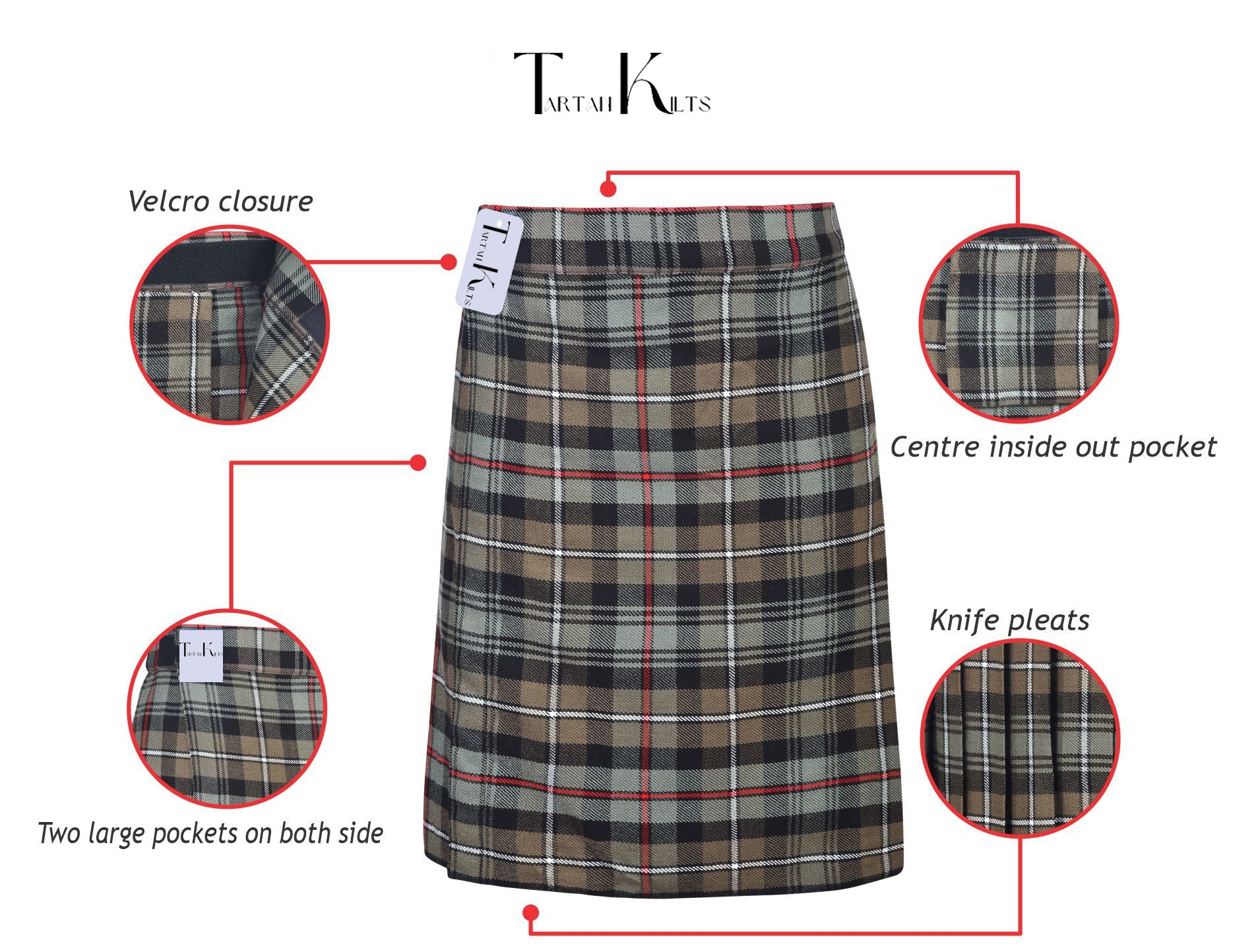 Mens Kilt for Sports, Our Golf Kilt Perfect for Traditional Scottish Clothing, Mackenzie Weathered Tartan Kilt