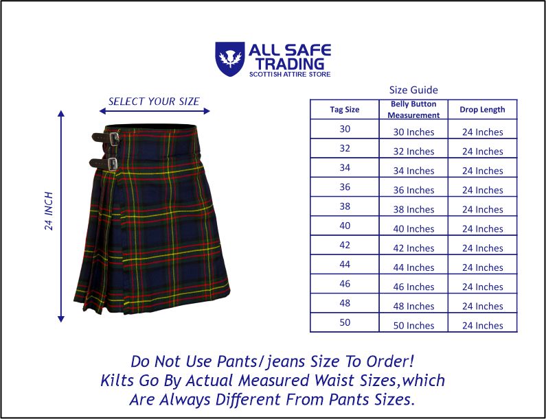 Men's 5 Yard Scottish Tartan Kilt, Highland Wedding Kilt, Maclaren Tartan Kilt