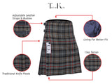 Men's 8 Yard Kilt for Men, Men's Deluxe Kilt, Scottish Tartan Kilt, Highland Wedding Kilt, Mackenzie Weathered Kilt