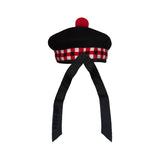 Scottish Black Wool Blended Balmorals Dice Hat With Red Pompom on Top