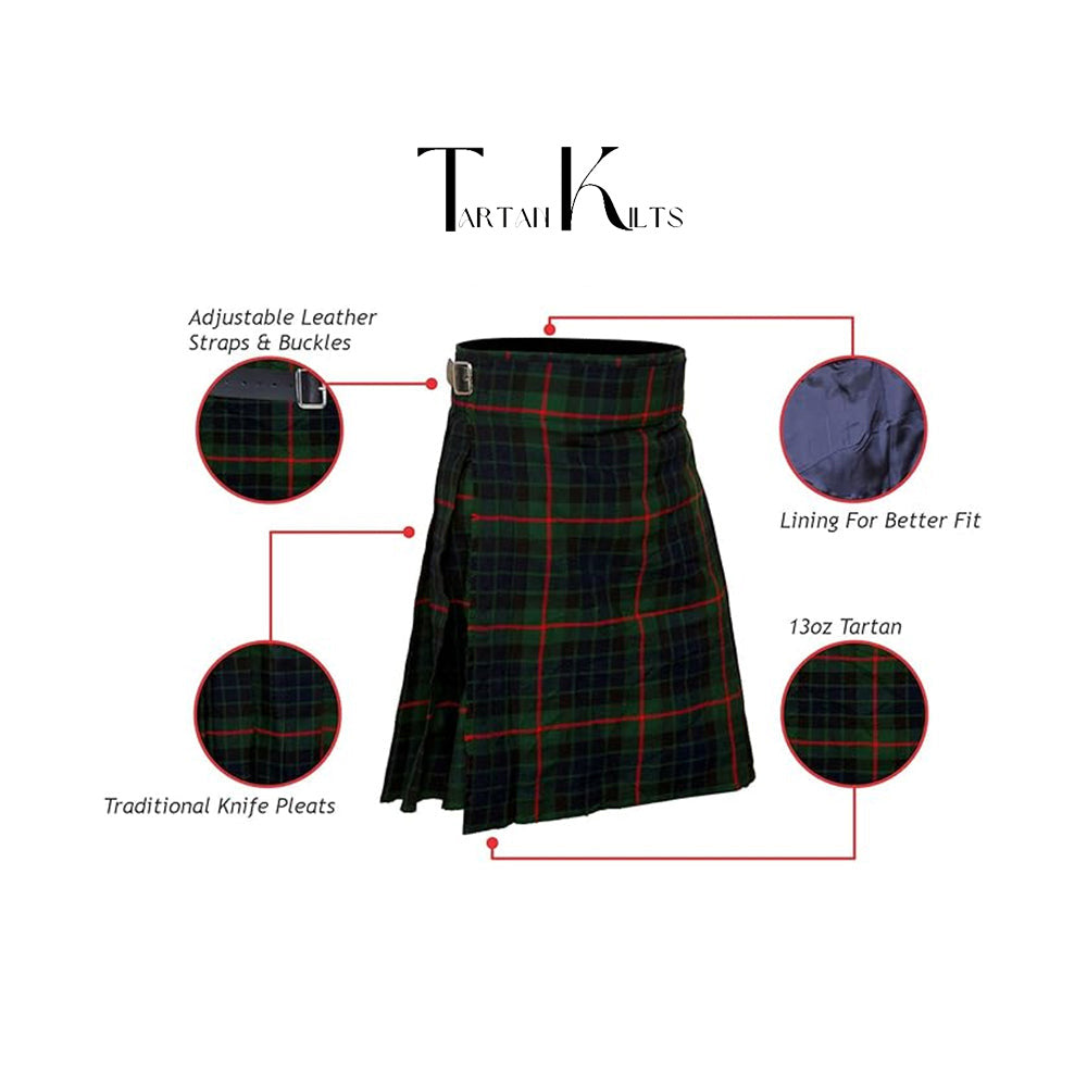 Authentic Scottish Men's Tartan Kilts - Highland Light Weight Value Kilt Embrace Your Heritage with Comfort Gunn Tartan Kilt