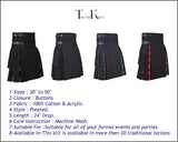 Men's Black Stewart Tartan Hybrid Kilt with Cargo Pockets, Utility Kilt