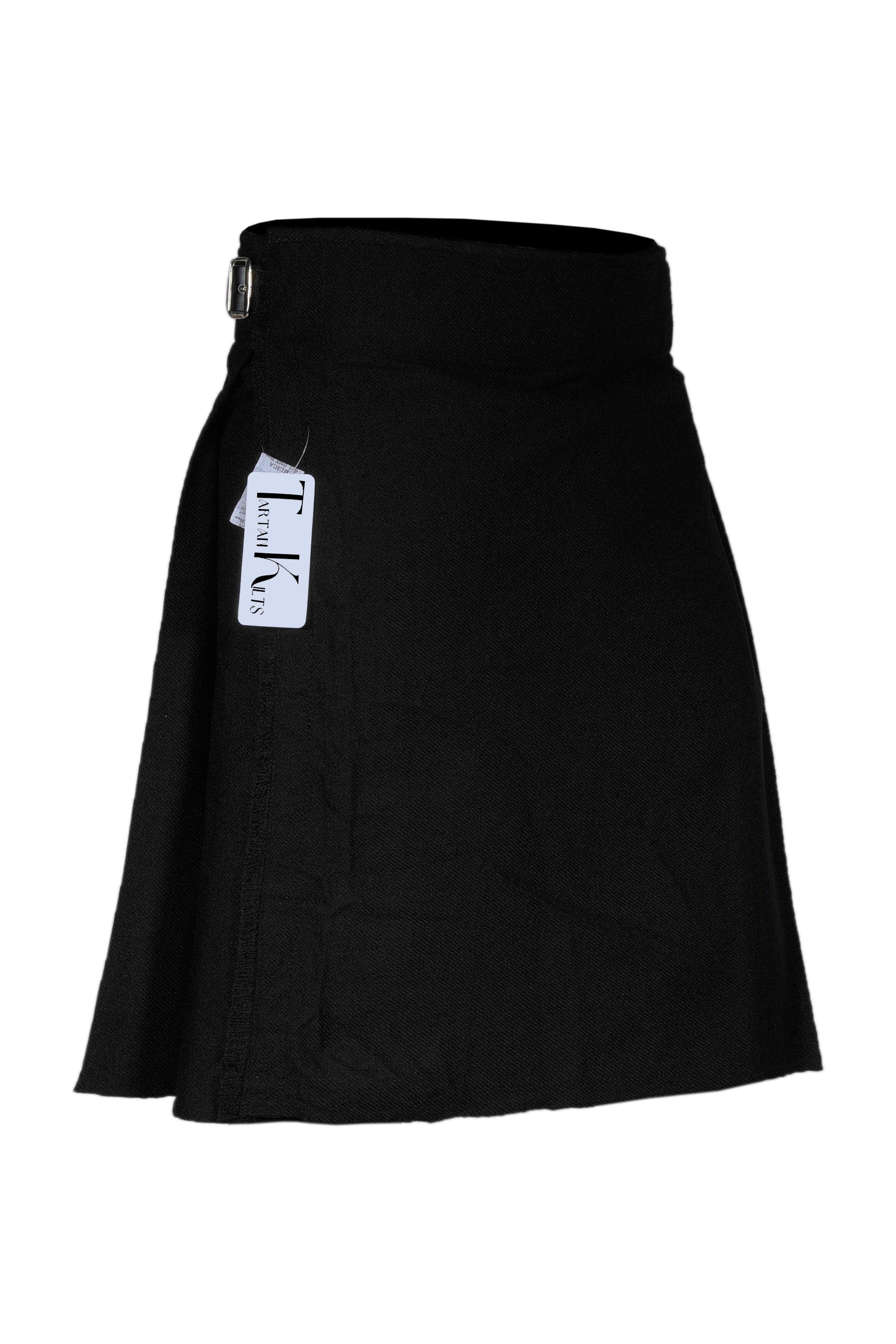 Authentic Scottish Men's Tartan Kilts - Highland Light Weight Value Kilt Embrace Your Heritage with Comfort Plain Black Tartan Kilt