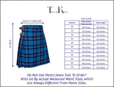 5 Yard Elliot Modern Tartan Kilt sizes