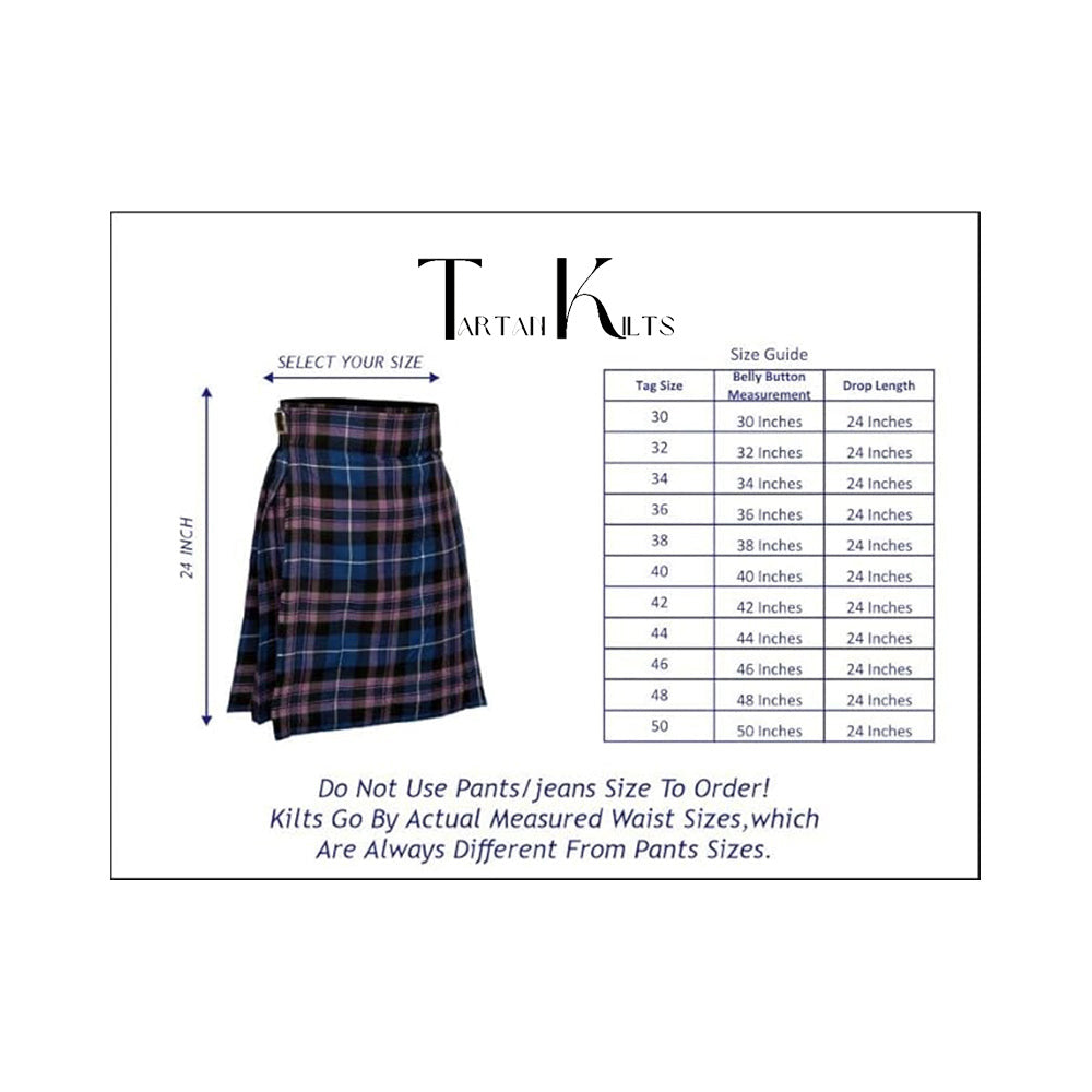 Authentic Scottish Men's Tartan Kilts - Highland Light Weight Value Kilt Embrace Your Heritage with Comfort Pride of Scotland Tartan Kilt