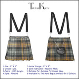 Traditional Scottish Women Tartan Bag Pleated Crossbody Purse - Adjustable Straps, Zip Closure Gordon Weathered Tartan