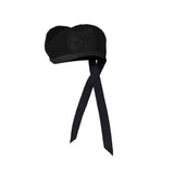 Scottish Black Wool Glengarry Hat with Red Pompom