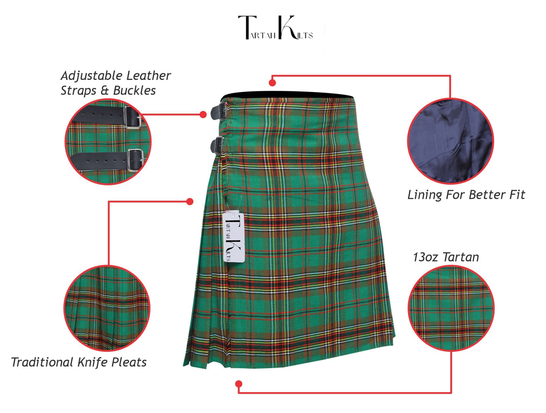 Men's 8 Yard Kilt for Men, Men's Deluxe Kilt, Scottish Tartan Kilt, Highland Wedding Kilt, Tara Murphy Kilt