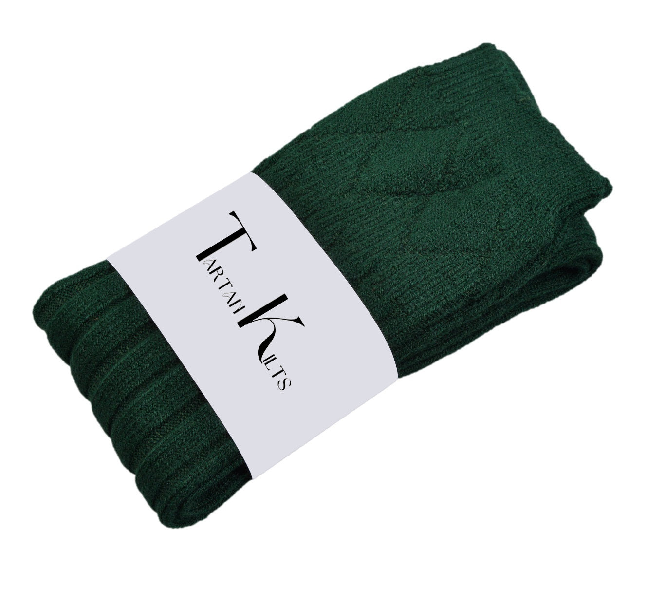 Scottish Square Kilt Hose for Men, Ribbed Socks for USA Shoe Sizes - Green