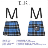 Traditional Scottish Women Tartan Bag Pleated Crossbody Purse - Adjustable Straps, Zip Closure Blue Ramsay Tartan