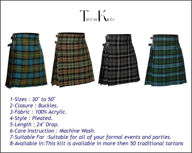 Men's 5 Yard Scottish Tartan Kilt, Highland Wedding Kilt, Muir Tartan Kilt