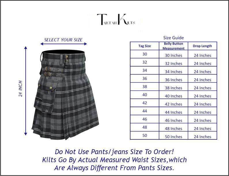 highland granite tartan kilt sizes