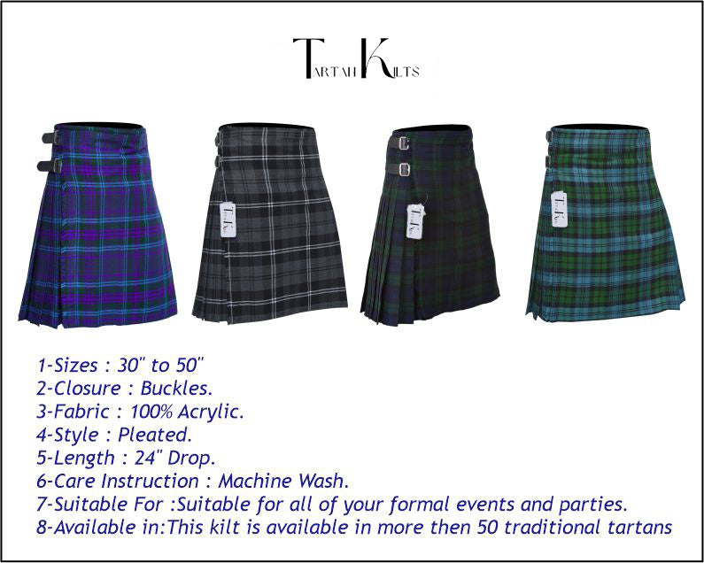 Men's 8 Yard Kilt for Men, Men's Deluxe Kilt, Scottish Tartan Kilt, Highland Wedding Kilt, Spirit of Scotland Kilt