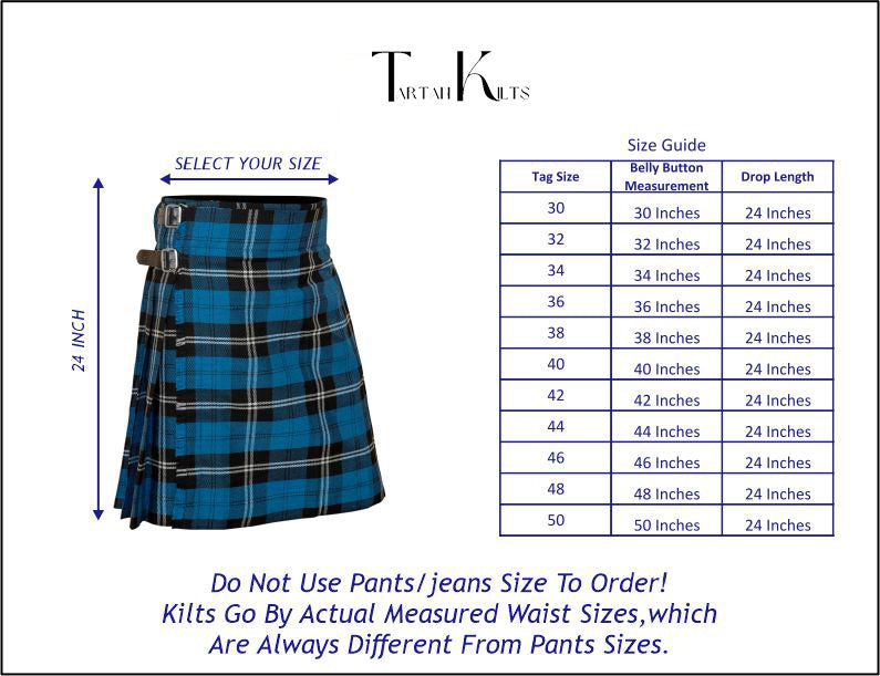 Blue Ramsay Tartan Kilt size