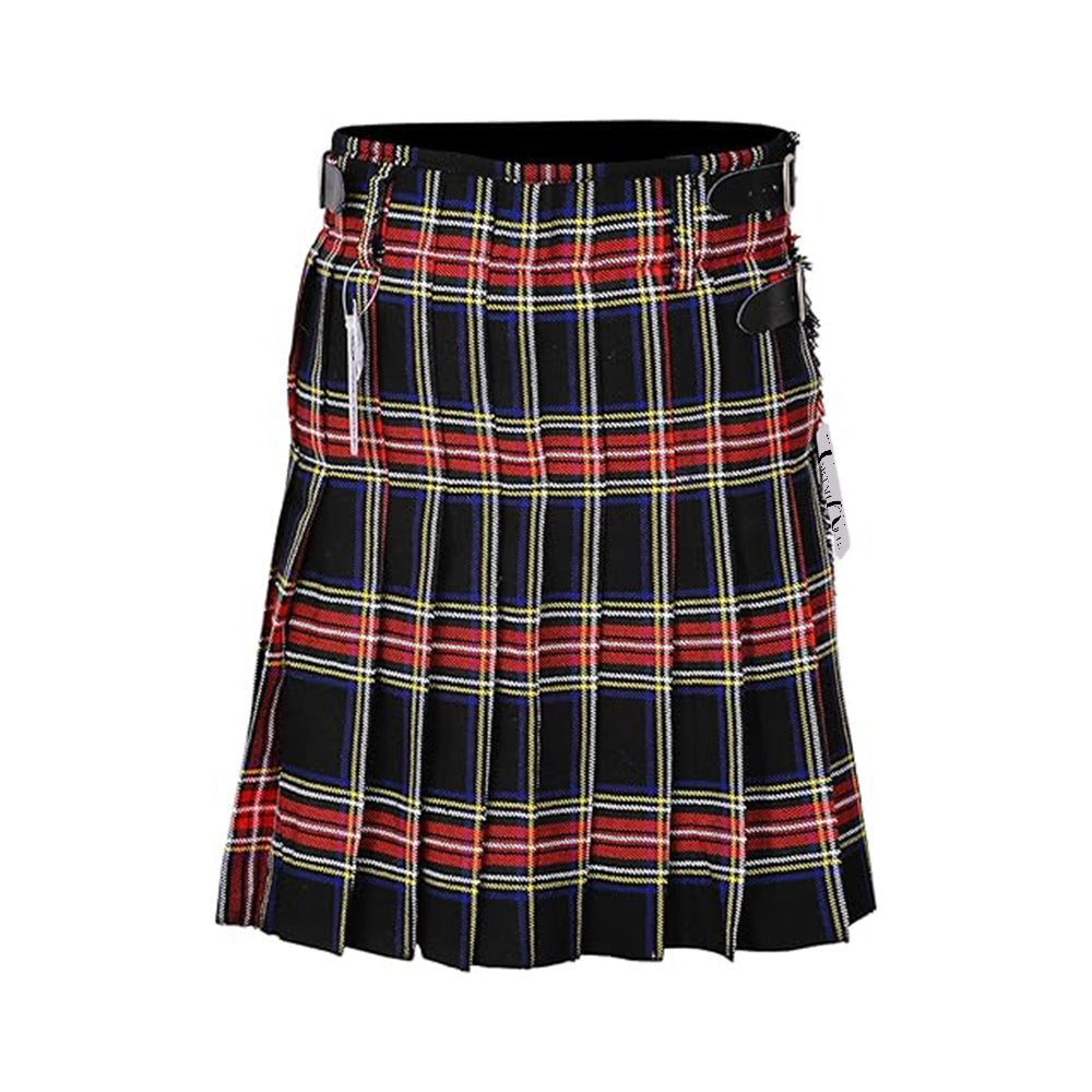 Authentic Scottish Men's Tartan Kilts - Highland Light Weight Value Kilt Embrace Your Heritage with Comfort Black Stewart Tartan Kilt