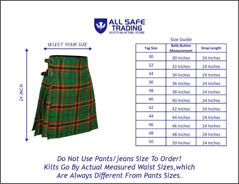 Men's 5 Yard Scottish Tartan Kilt, Highland Wedding Kilt, Tara Murphy Tartan Kilt