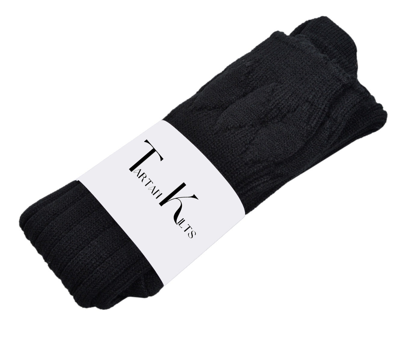 Scottish Square Kilt Hose for Men, Ribbed Socks for USA Shoe Sizes - Black