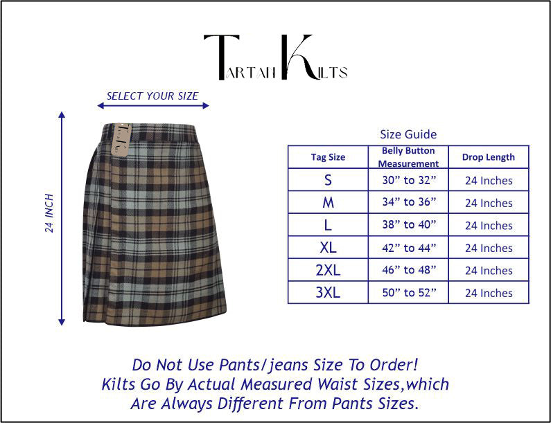 Mens Kilt for Sports, Our Golf Kilt Perfect for Traditional Scottish Clothing, Black Watch Weathered Tartan Kilt