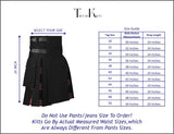 Men's Black Stewart Tartan Hybrid Kilt with Cargo Pockets, Utility Kilt